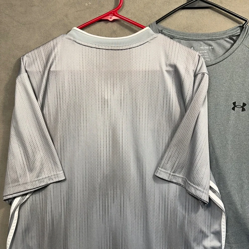Adidas‎ Under Armour Shirts Men XL Grey Athletic Performance Bundle Excellent x2